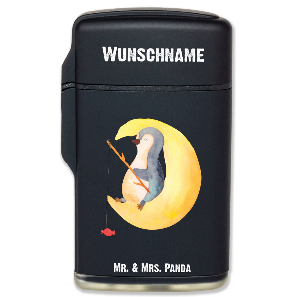 Personalisiertes Feuerzeug Pinguin Mond Personalisiertes Feuerzeug, Personalisiertes Gas-Feuerzeug, Personalisiertes Sturmfeuerzeug, Pinguin, Pinguine, Spruch, schlafen, Nachtruhe, Einschlafen, Schlafzimmer, Schlafstörungen, Gästezimmer
