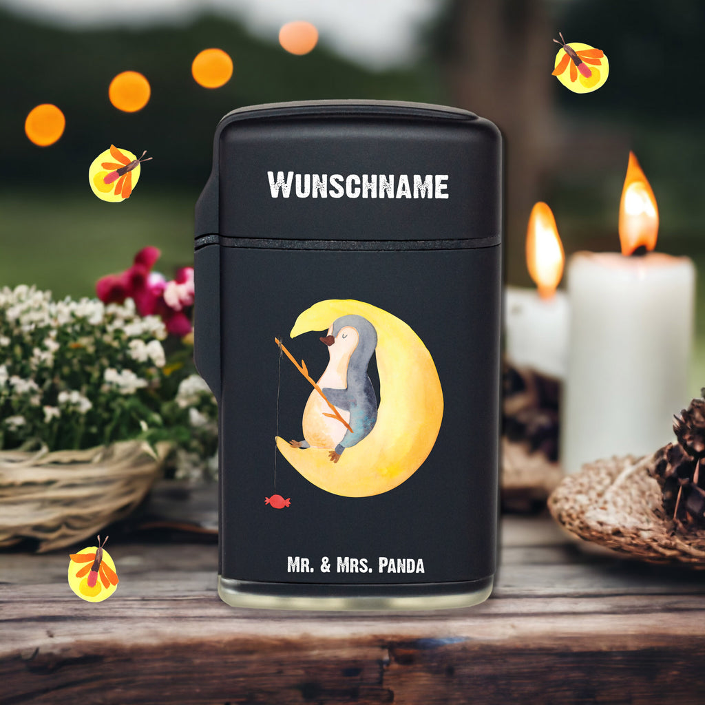 Personalisiertes Feuerzeug Pinguin Mond Personalisiertes Feuerzeug, Personalisiertes Gas-Feuerzeug, Personalisiertes Sturmfeuerzeug, Pinguin, Pinguine, Spruch, schlafen, Nachtruhe, Einschlafen, Schlafzimmer, Schlafstörungen, Gästezimmer