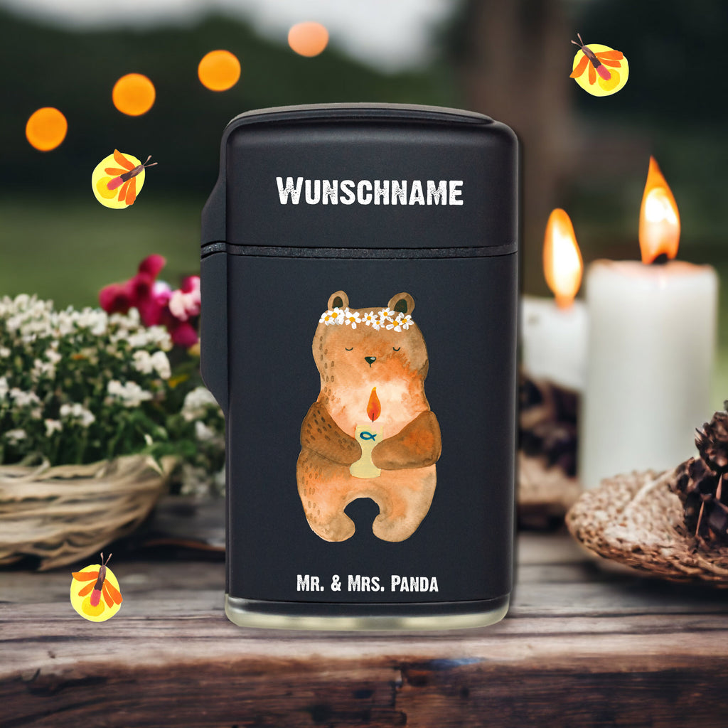 Personalisiertes Feuerzeug Kommunion-Bär Personalisiertes Feuerzeug, Personalisiertes Gas-Feuerzeug, Personalisiertes Sturmfeuerzeug, Bär, Teddy, Teddybär, Kommunion, Gottes Segen, Taufkerze, katholisch