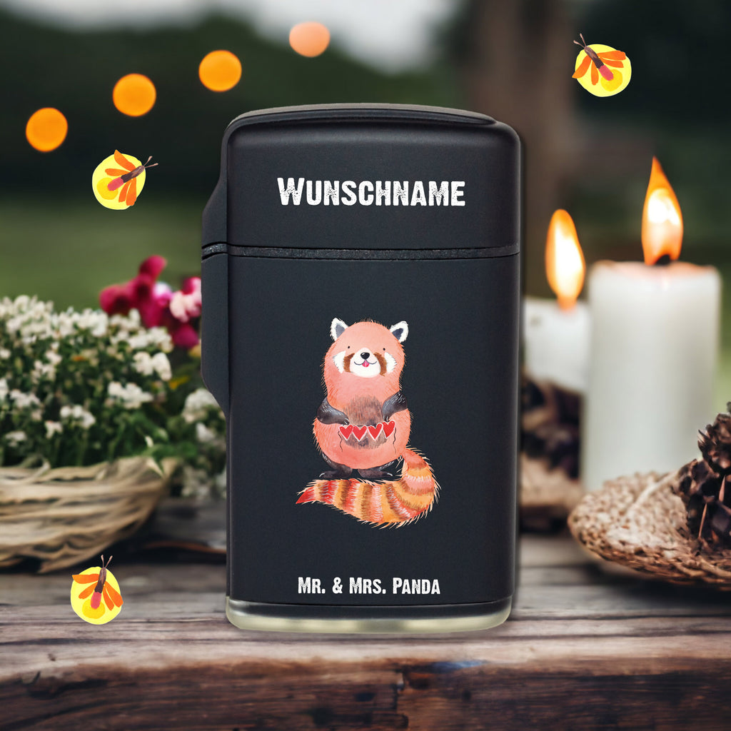 Personalisiertes Feuerzeug Roter Panda Personalisiertes Feuerzeug, Personalisiertes Gas-Feuerzeug, Personalisiertes Sturmfeuerzeug, Tiermotive, Gute Laune, lustige Sprüche, Tiere, Panda, Liebe, Rot, Herz, Liebling, Lieblingsmensch