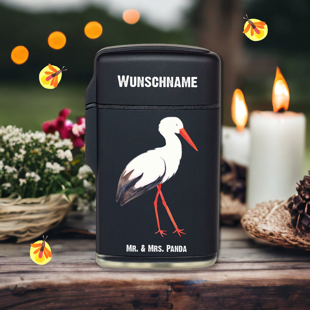 Personalisiertes Feuerzeug Storch Personalisiertes Feuerzeug, Personalisiertes Gas-Feuerzeug, Personalisiertes Sturmfeuerzeug, Tiermotive, Gute Laune, lustige Sprüche, Tiere, Storch, Störche, Schwangerschaft, Geburt, Mutter, Mütter, Mutter werden, Schwanger, Babybauch, Baby