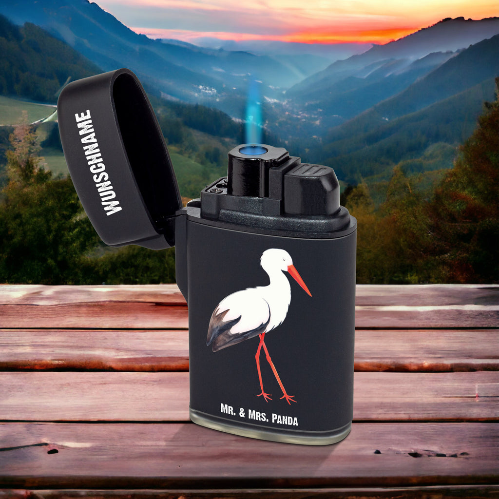 Personalisiertes Feuerzeug Storch Personalisiertes Feuerzeug, Personalisiertes Gas-Feuerzeug, Personalisiertes Sturmfeuerzeug, Tiermotive, Gute Laune, lustige Sprüche, Tiere, Storch, Störche, Schwangerschaft, Geburt, Mutter, Mütter, Mutter werden, Schwanger, Babybauch, Baby