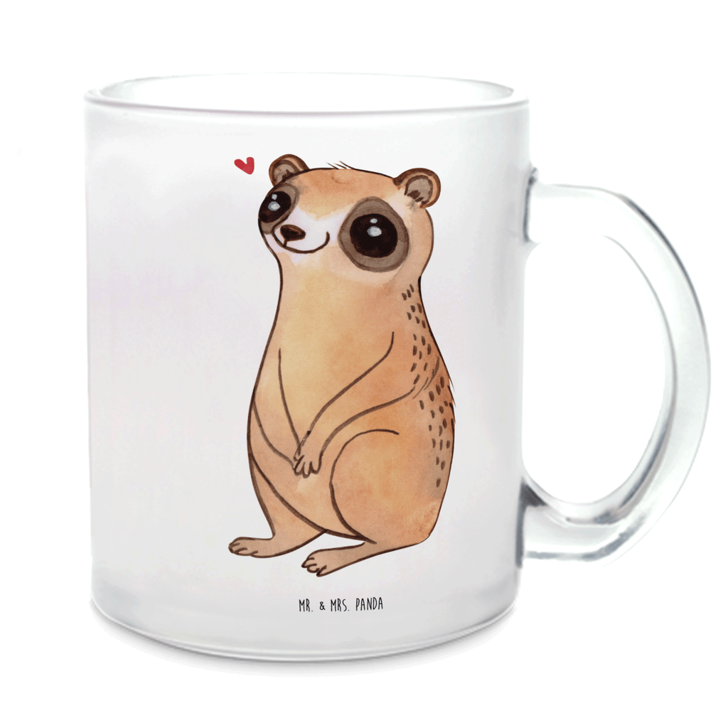 Teetasse Plumplori Glücklich Teetasse, Teeglas, Teebecher, Tasse mit Henkel, Tasse, Glas Teetasse, Teetasse aus Glas, Tiermotive, Gute Laune, lustige Sprüche, Tiere, Plumplori, Niedlich, Glück