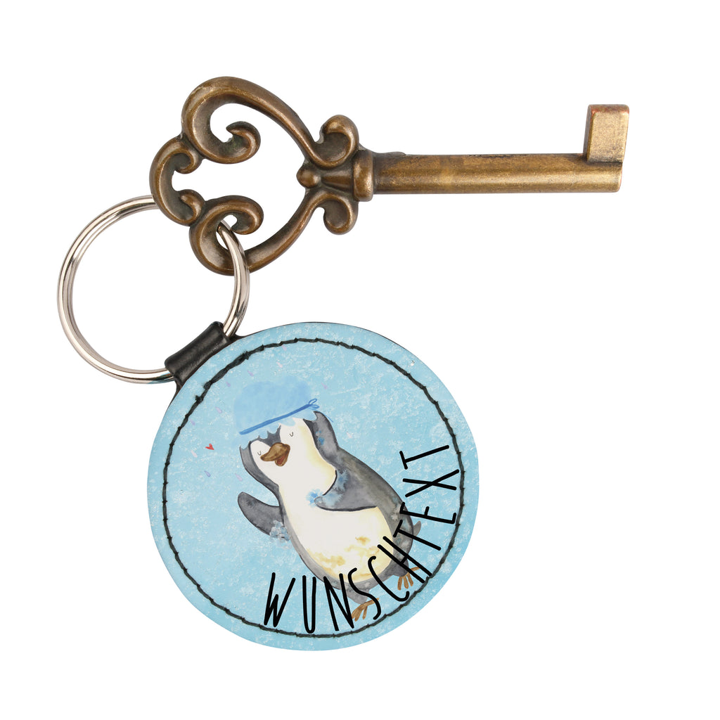Personalisierter Schlüsselanhänger Pinguin duscht Personalisierter Schlüsselanhänger, Personalisierter Anhänger, Personalisierter Taschenanhänger, Personalisierter Glücksbringer, Personalisierter Schutzengel, Schlüsselanhänger mit Namen, Anhänger mit Namen, Glücksbringer mit Namen, Schlüsselanhänger Wunschtext, Schlüsselanhänger selbst gestalten, Pinguin, Pinguine, Dusche, duschen, Lebensmotto, Motivation, Neustart, Neuanfang, glücklich sein