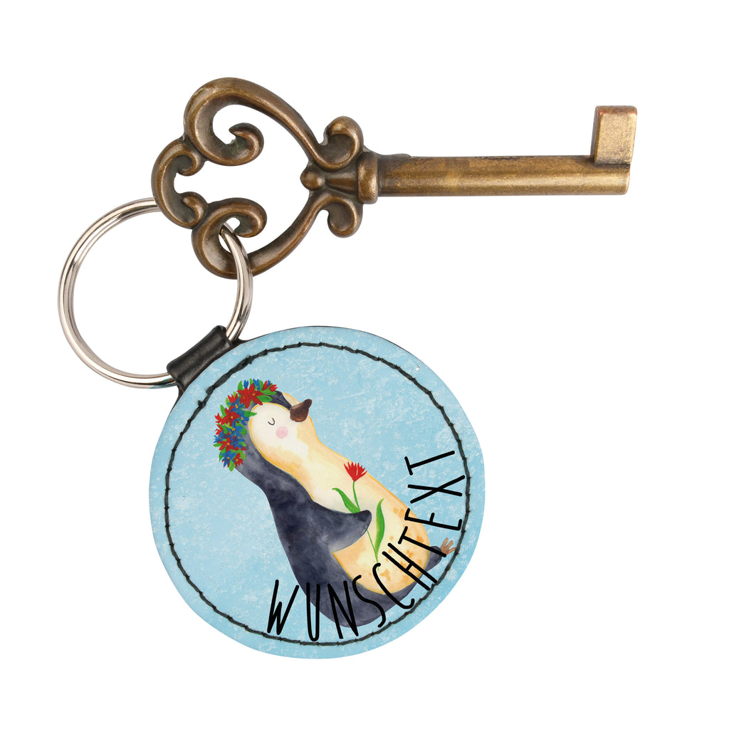 Personalisierter Schlüsselanhänger Pinguin Blumenkranz Personalisierter Schlüsselanhänger, Personalisierter Anhänger, Personalisierter Taschenanhänger, Personalisierter Glücksbringer, Personalisierter Schutzengel, Schlüsselanhänger mit Namen, Anhänger mit Namen, Glücksbringer mit Namen, Schlüsselanhänger Wunschtext, Schlüsselanhänger selbst gestalten, Pinguin, Pinguine, Blumenkranz, Universum, Leben, Wünsche, Ziele, Lebensziele, Motivation, Lebenslust, Liebeskummer, Geschenkidee