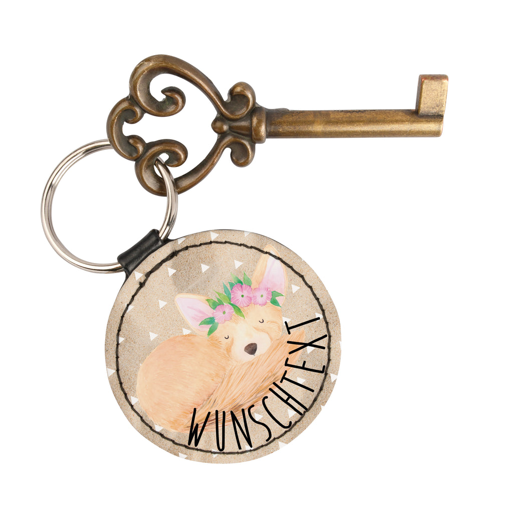 Personalisierter Schlüsselanhänger Wüstenfuchs Blumenkranz Personalisierter Schlüsselanhänger, Personalisierter Anhänger, Personalisierter Taschenanhänger, Personalisierter Glücksbringer, Personalisierter Schutzengel, Schlüsselanhänger mit Namen, Anhänger mit Namen, Glücksbringer mit Namen, Schlüsselanhänger Wunschtext, Schlüsselanhänger selbst gestalten, Afrika, Wildtiere, Wüste, Wüstenfuchs, Blumen, Blumenkranz, Glücklich