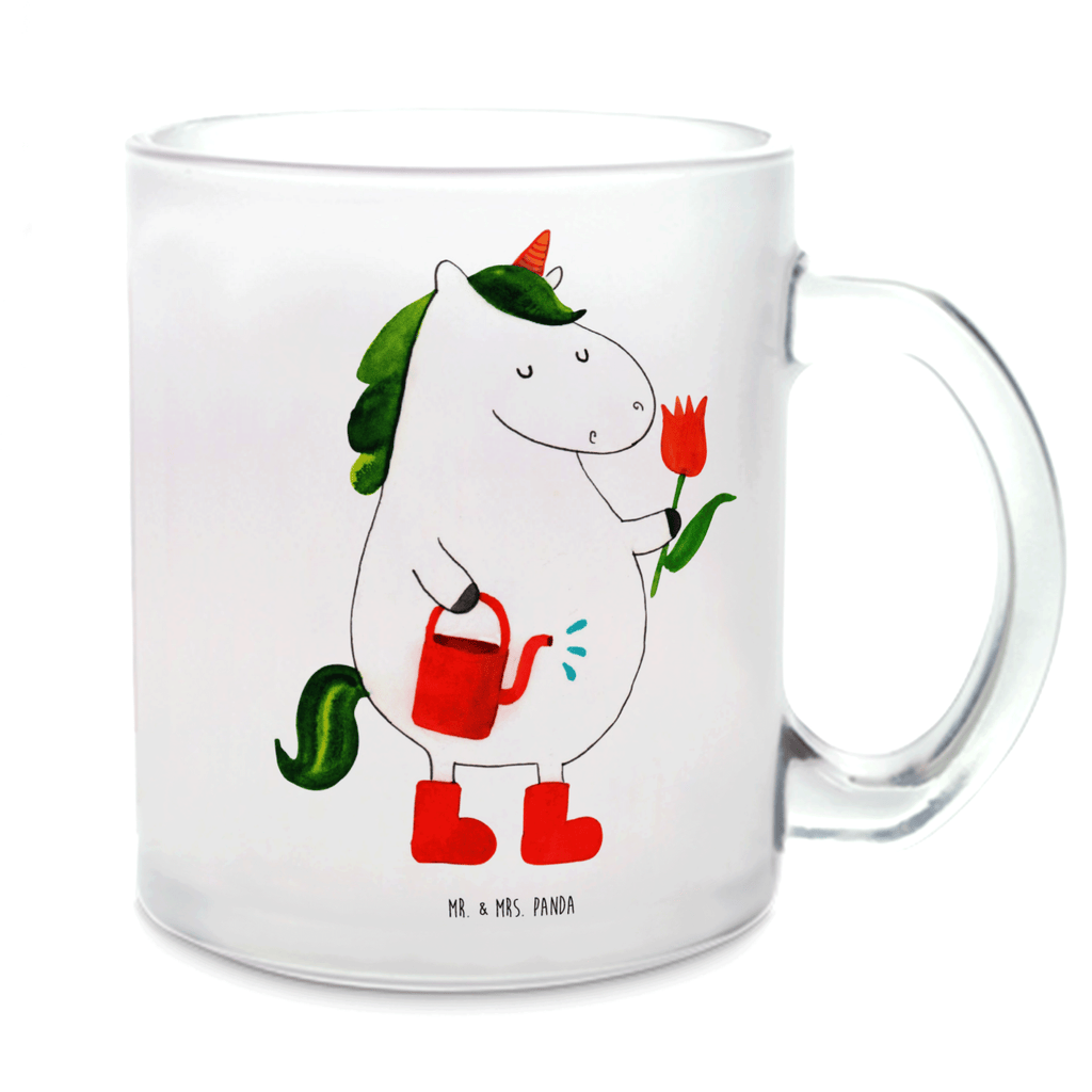 Teetasse Einhorn Gärtner Teetasse, Teeglas, Teebecher, Tasse mit Henkel, Tasse, Glas Teetasse, Teetasse aus Glas, Einhorn, Einhörner, Einhorn Deko, Pegasus, Unicorn, Luftballon, Gießkanne, Giesskanne, Lebenslust, Freude, Blume, Freundin, Garten, Stiefel