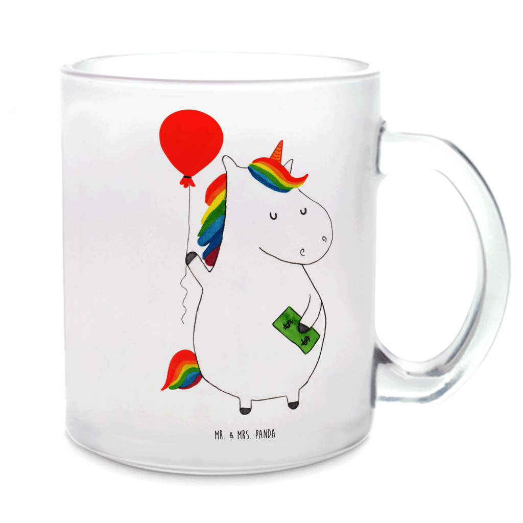 Teetasse Einhorn Luftballon Teetasse, Teeglas, Teebecher, Tasse mit Henkel, Tasse, Glas Teetasse, Teetasse aus Glas, Einhorn, Einhörner, Einhorn Deko, Pegasus, Unicorn, Luftballon, Geld, Lebenslust, Freude, Geschenk, Freundin