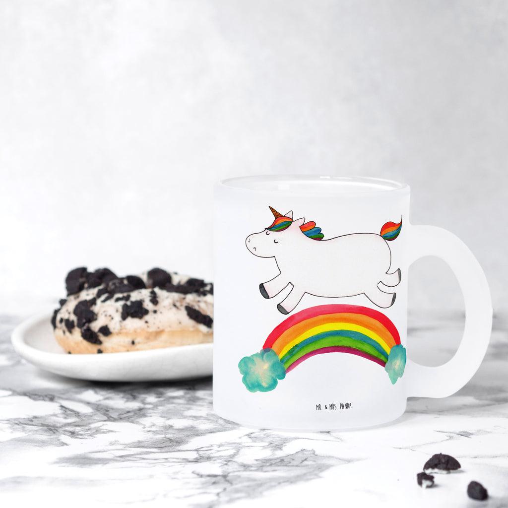 Teetasse Einhorn Regenbogen Teetasse, Teeglas, Teebecher, Tasse mit Henkel, Tasse, Glas Teetasse, Teetasse aus Glas, Einhorn, Einhörner, Einhorn Deko, Pegasus, Unicorn, Regenbogen, Glitzer, Einhornpower, Erwachsenwerden, Einhornautobahn