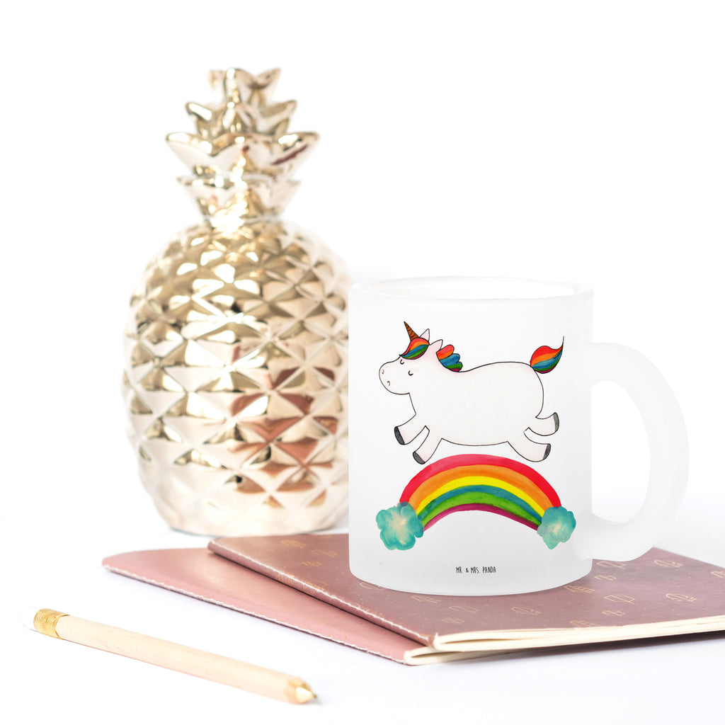 Teetasse Einhorn Regenbogen Teetasse, Teeglas, Teebecher, Tasse mit Henkel, Tasse, Glas Teetasse, Teetasse aus Glas, Einhorn, Einhörner, Einhorn Deko, Pegasus, Unicorn, Regenbogen, Glitzer, Einhornpower, Erwachsenwerden, Einhornautobahn