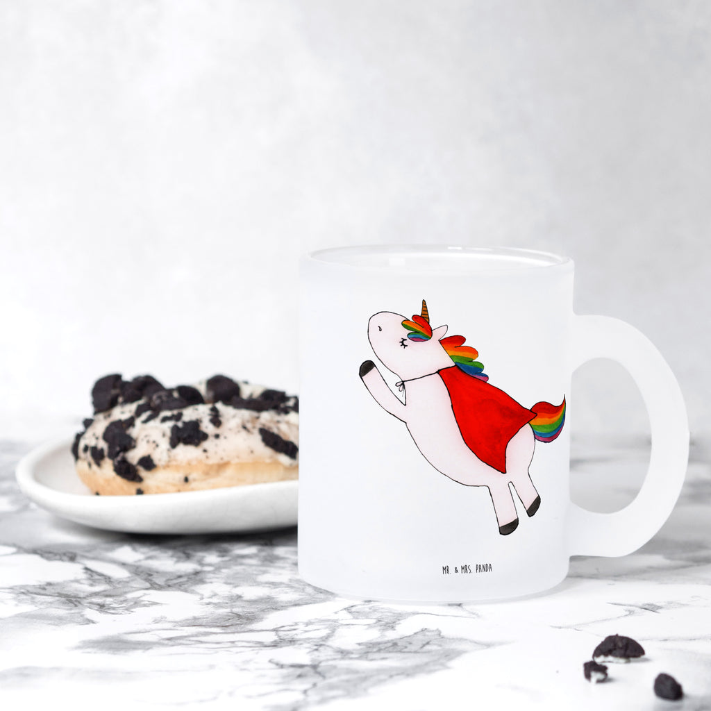 Teetasse Einhorn Super Teetasse, Teeglas, Teebecher, Tasse mit Henkel, Tasse, Glas Teetasse, Teetasse aus Glas, Einhorn, Einhörner, Einhorn Deko, Pegasus, Unicorn, Traummann, Superheld, Held, Freundin, Geschenk, Girl, Mädchen