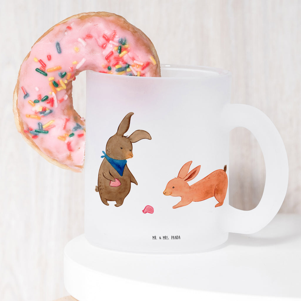 Teetasse Hasen Muschel Teetasse, Teeglas, Teebecher, Tasse mit Henkel, Tasse, Glas Teetasse, Teetasse aus Glas, Familie, Vatertag, Muttertag, Bruder, Schwester, Mama, Papa, Oma, Opa, Hasen, beste Freundin, Freundin, Freundinnen, best friends, BFF, Muscheln sammeln, Muscheln, Meer