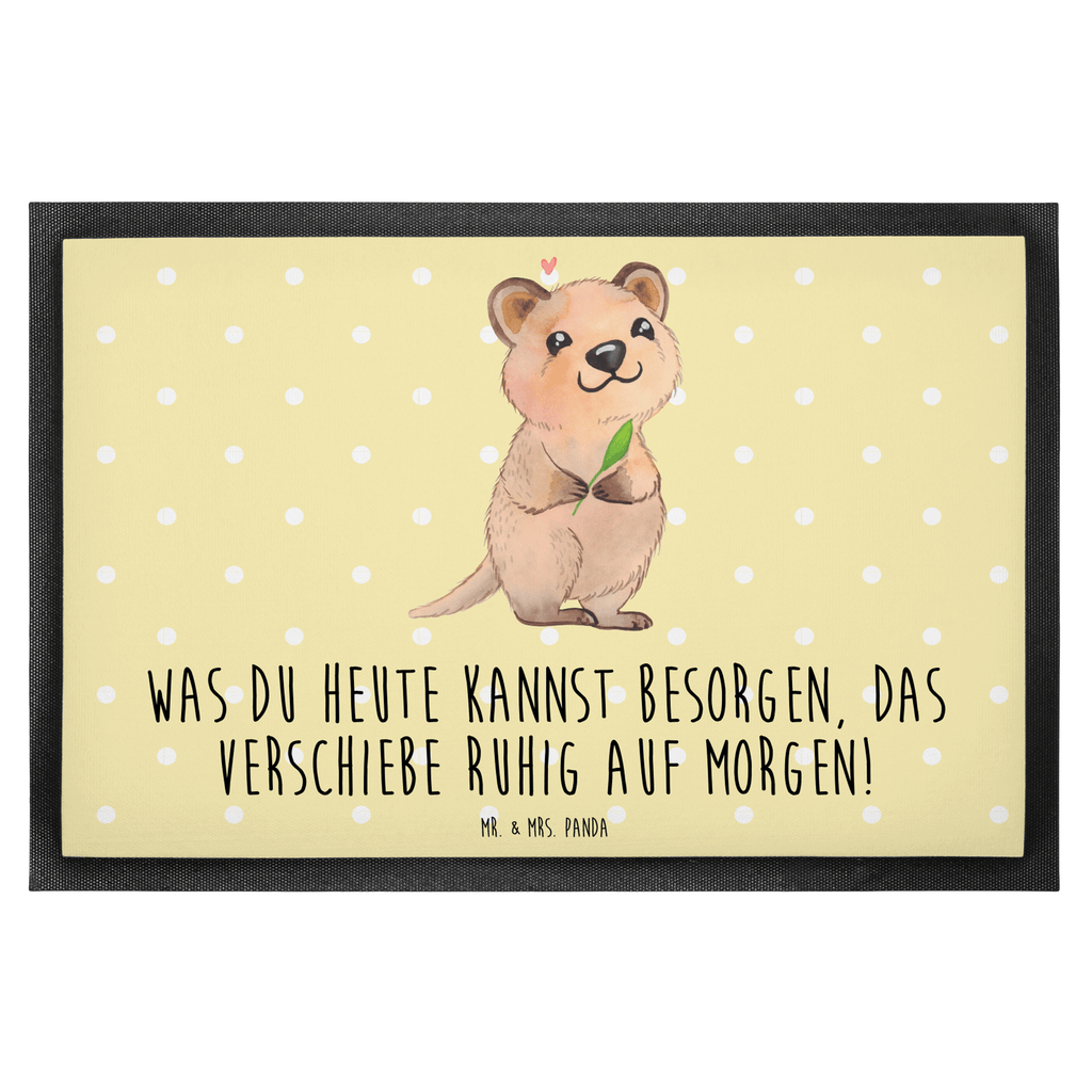 Fußmatte Quokka Happy Türvorleger, Schmutzmatte, Fußabtreter, Matte, Schmutzfänger, Fußabstreifer, Schmutzfangmatte, Türmatte, Motivfußmatte, Haustürmatte, Vorleger, süße Tiermotive, gute Laune, lustige Sprüche, Tiere, Quokka, Verschieben, Aufschieberitis, Lustiger Spruch, Niedliches Tier, Dinge erledigen