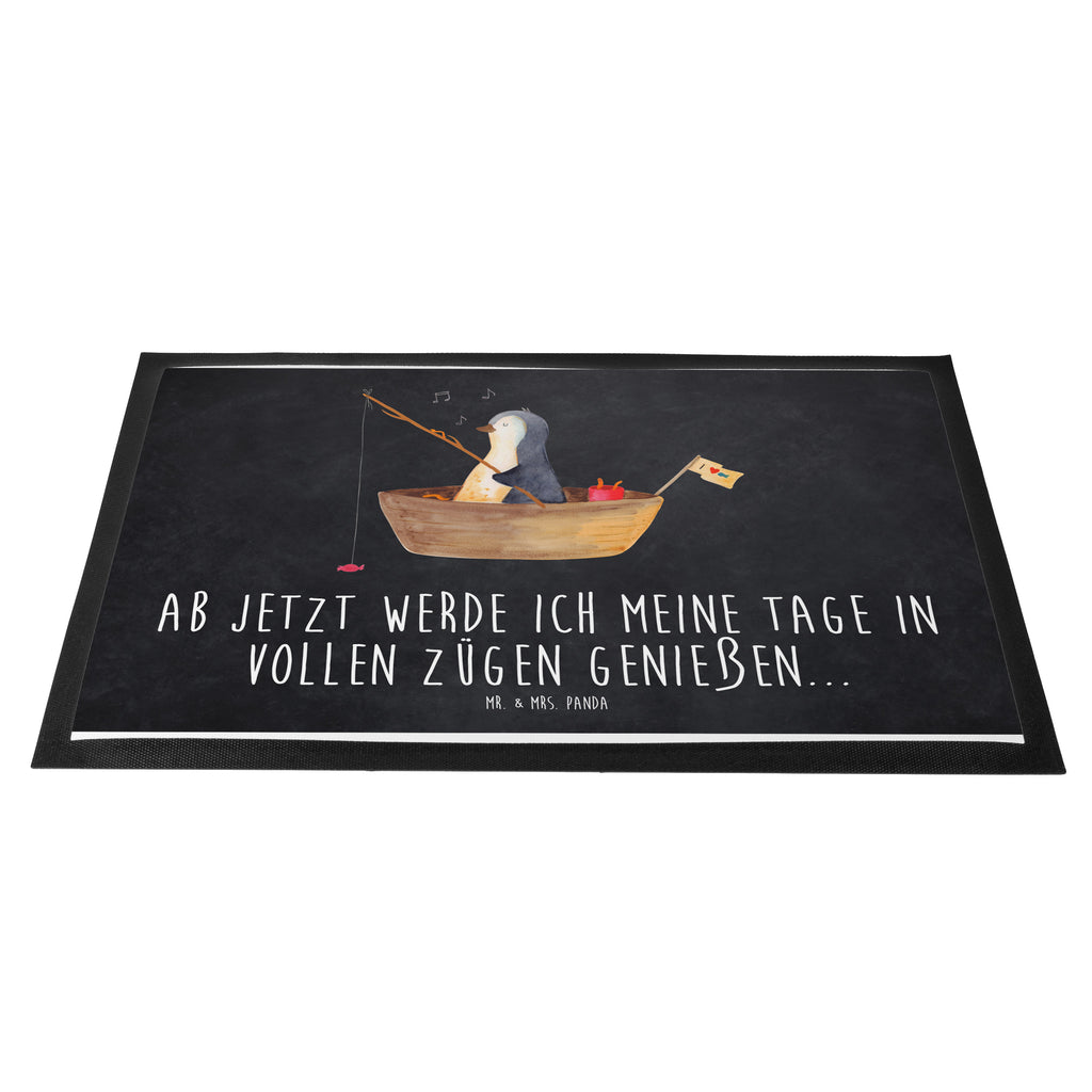 Fußmatte Pinguin Angelboot Türvorleger, Schmutzmatte, Fußabtreter, Matte, Schmutzfänger, Fußabstreifer, Schmutzfangmatte, Türmatte, Motivfußmatte, Haustürmatte, Vorleger, Pinguin, Pinguine, Angeln, Boot, Angelboot, Lebenslust, Leben, genießen, Motivation, Neustart, Neuanfang, Trennung, Scheidung, Geschenkidee Liebeskummer