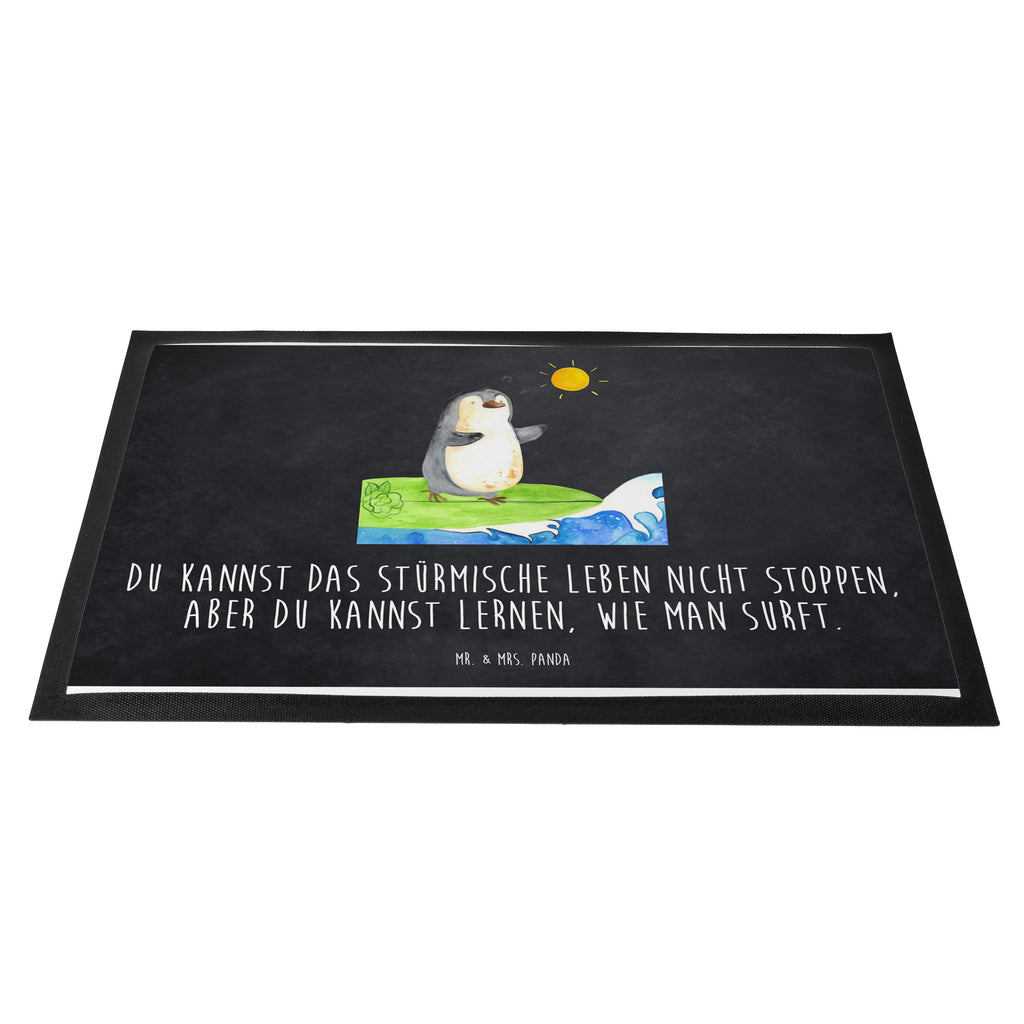 Fußmatte Pinguin Surfer Türvorleger, Schmutzmatte, Fußabtreter, Matte, Schmutzfänger, Fußabstreifer, Schmutzfangmatte, Türmatte, Motivfußmatte, Haustürmatte, Vorleger, Pinguin, Pinguine, surfen, Surfer, Hawaii, Urlaub, Wellen, Wellen reiten, Portugal