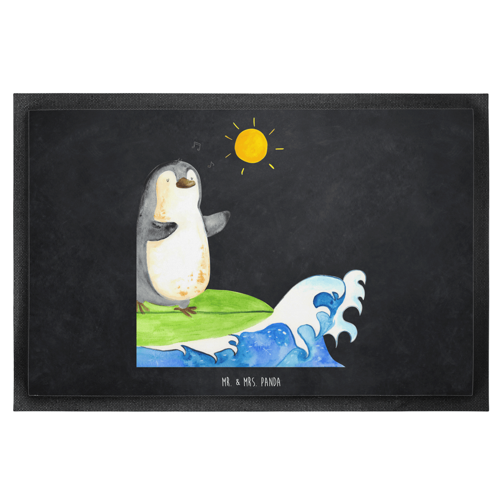 Fußmatte Pinguin Surfer Türvorleger, Schmutzmatte, Fußabtreter, Matte, Schmutzfänger, Fußabstreifer, Schmutzfangmatte, Türmatte, Motivfußmatte, Haustürmatte, Vorleger, Pinguin, Pinguine, surfen, Surfer, Hawaii, Urlaub, Wellen, Wellen reiten, Portugal