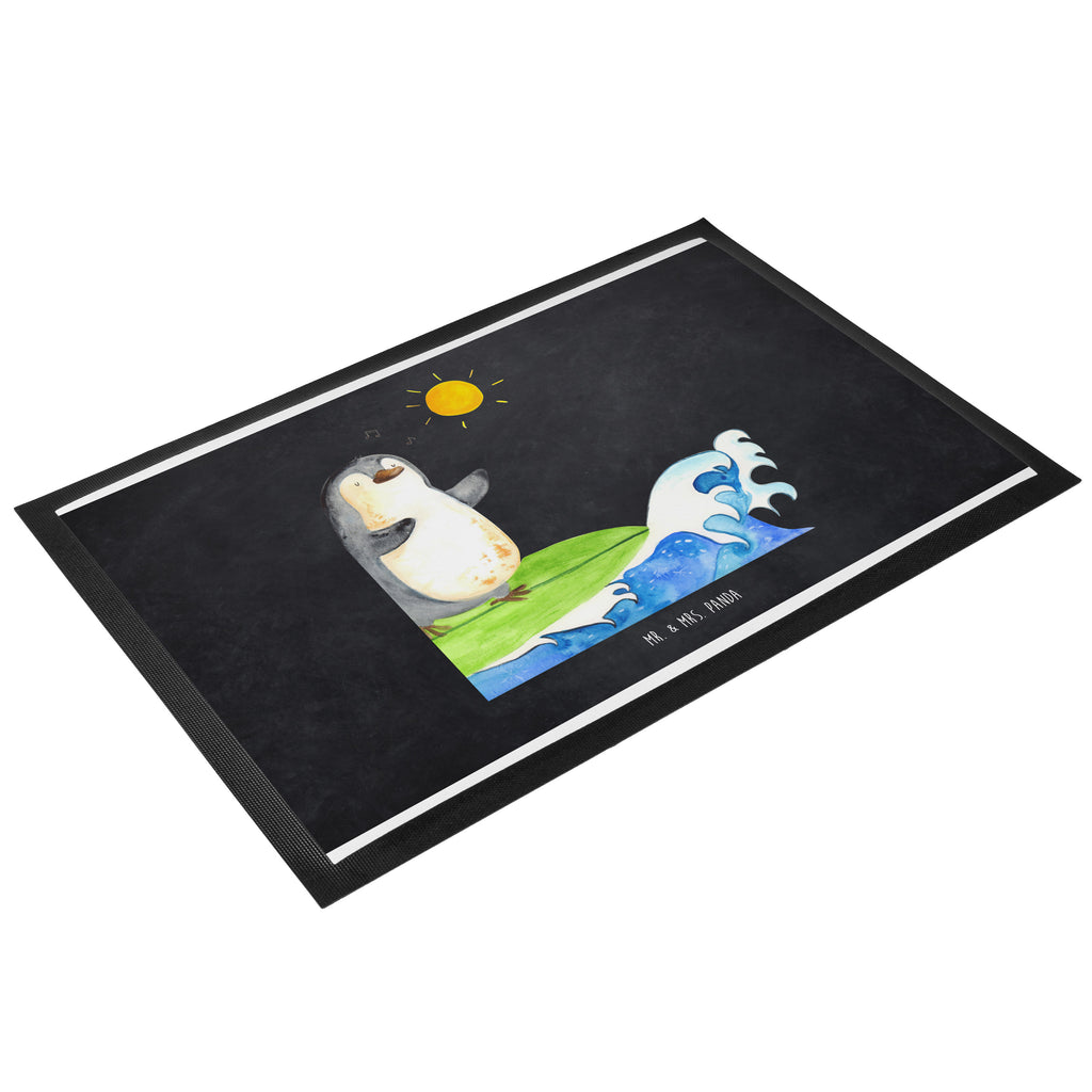 Fußmatte Pinguin Surfer Türvorleger, Schmutzmatte, Fußabtreter, Matte, Schmutzfänger, Fußabstreifer, Schmutzfangmatte, Türmatte, Motivfußmatte, Haustürmatte, Vorleger, Pinguin, Pinguine, surfen, Surfer, Hawaii, Urlaub, Wellen, Wellen reiten, Portugal