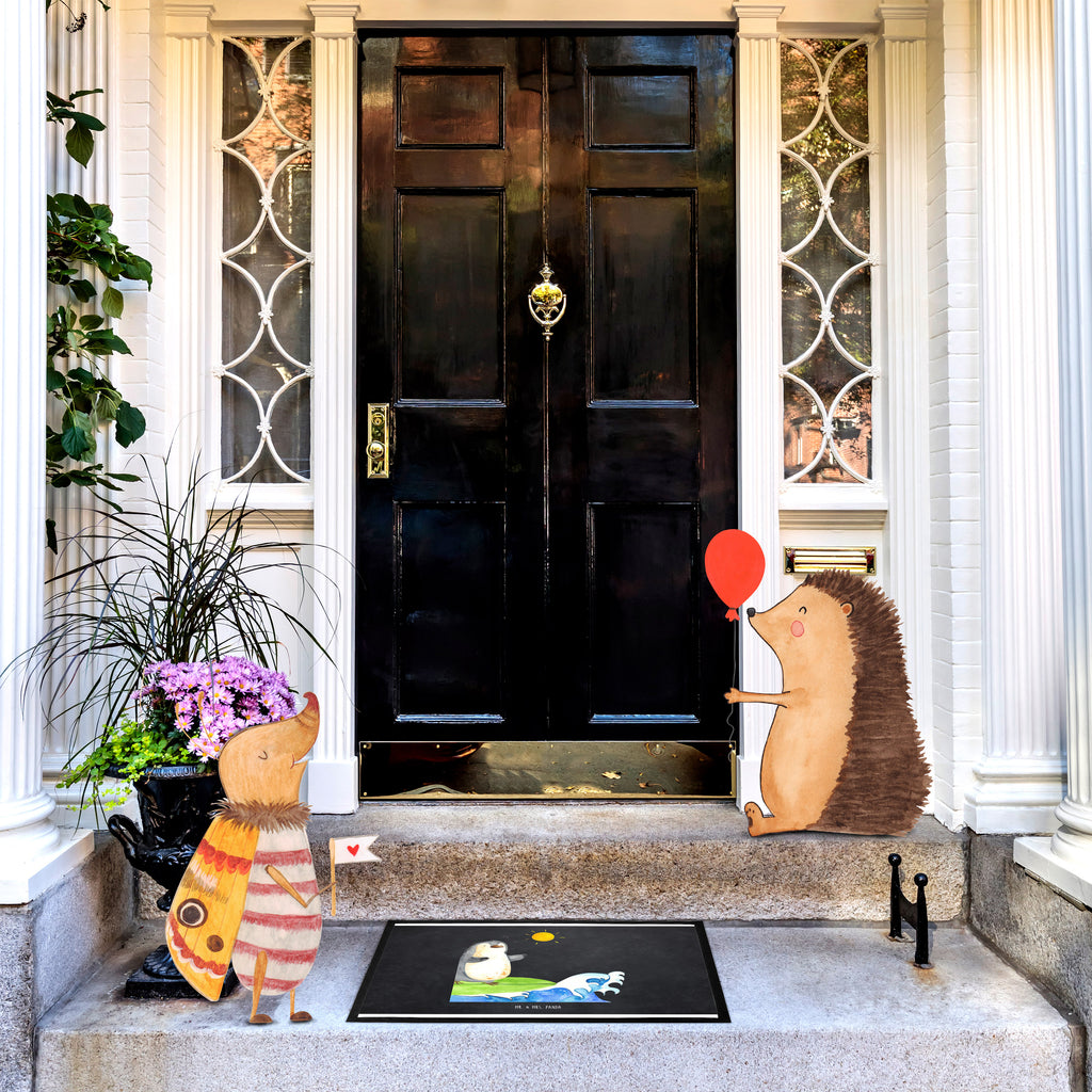 Fußmatte Pinguin Surfer Türvorleger, Schmutzmatte, Fußabtreter, Matte, Schmutzfänger, Fußabstreifer, Schmutzfangmatte, Türmatte, Motivfußmatte, Haustürmatte, Vorleger, Pinguin, Pinguine, surfen, Surfer, Hawaii, Urlaub, Wellen, Wellen reiten, Portugal