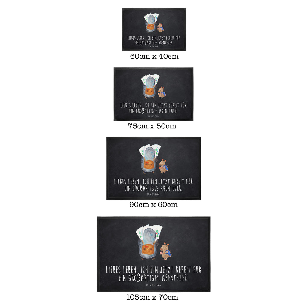 Fußmatte Pinguin & Maus Wanderer Türvorleger, Schmutzmatte, Fußabtreter, Matte, Schmutzfänger, Fußabstreifer, Schmutzfangmatte, Türmatte, Motivfußmatte, Haustürmatte, Vorleger, Pinguin, Pinguine, Abenteurer, Abenteuer, Roadtrip, Ausflug, Wanderlust, wandern