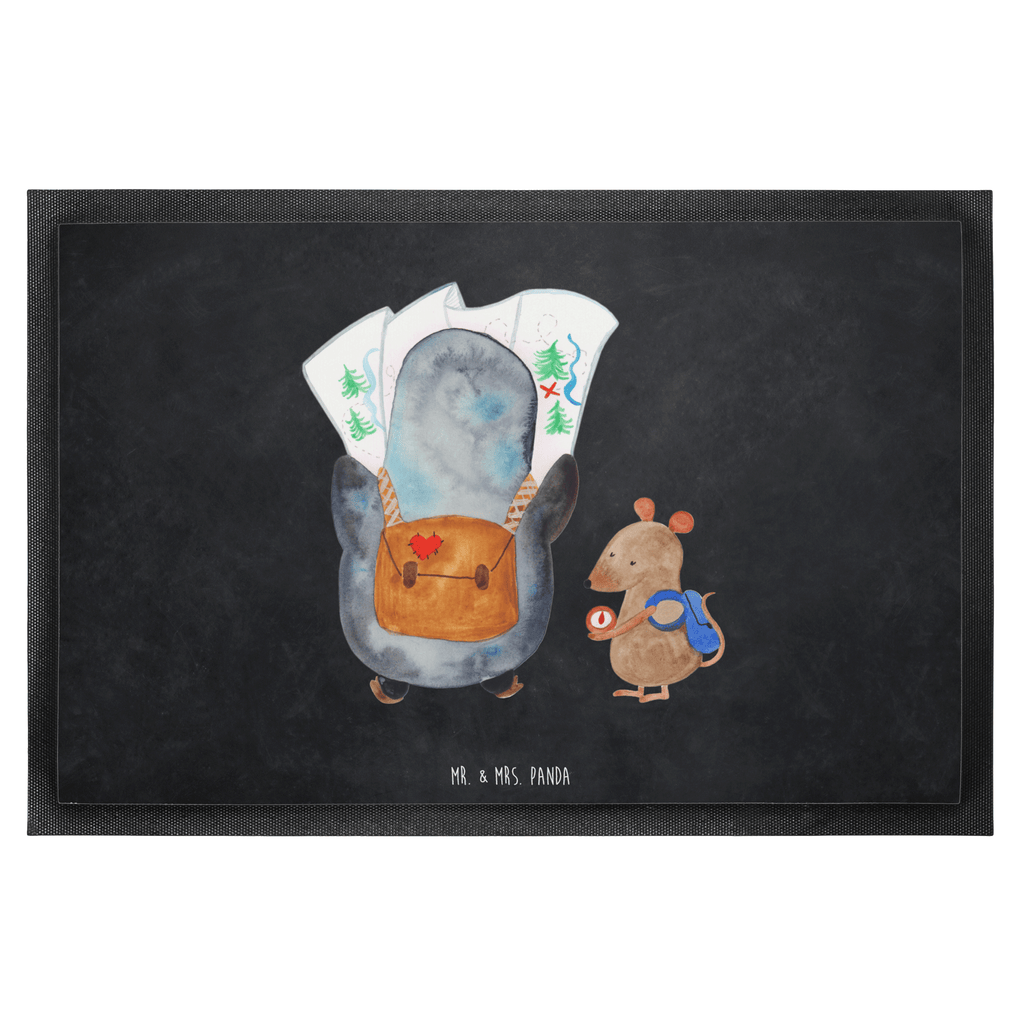 Fußmatte Pinguin & Maus Wanderer Türvorleger, Schmutzmatte, Fußabtreter, Matte, Schmutzfänger, Fußabstreifer, Schmutzfangmatte, Türmatte, Motivfußmatte, Haustürmatte, Vorleger, Pinguin, Pinguine, Abenteurer, Abenteuer, Roadtrip, Ausflug, Wanderlust, wandern