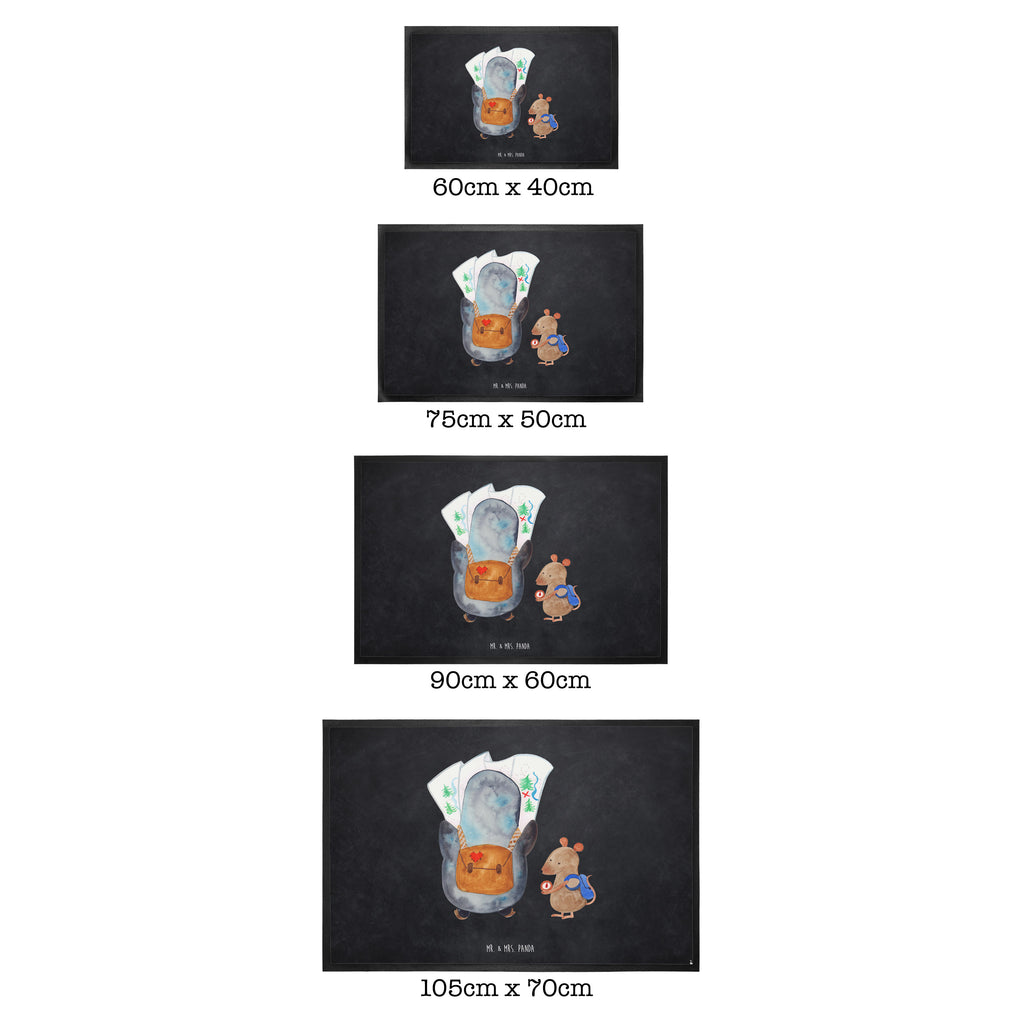 Fußmatte Pinguin & Maus Wanderer Türvorleger, Schmutzmatte, Fußabtreter, Matte, Schmutzfänger, Fußabstreifer, Schmutzfangmatte, Türmatte, Motivfußmatte, Haustürmatte, Vorleger, Pinguin, Pinguine, Abenteurer, Abenteuer, Roadtrip, Ausflug, Wanderlust, wandern