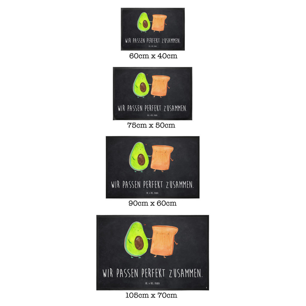 Fußmatte Avocado + Toast Avocado, Toast, Toastbrot, Liebespaar, Pärchen, Freund, Freundin, Verlobt, Verlobungsparty, Hochzeit, Hochzeitsgeschenk, Jahrestag, Jahrestagsgeschenk, Türvorleger, Schmutzmatte, Fußabtreter, Matte, Schmutzfänger, Fußabstreifer, Schmutzfangmatte, Türmatte, Motivfußmatte,  Haustürmatte, Vorleger  Avocado, Veggie, Vegan, Gesund