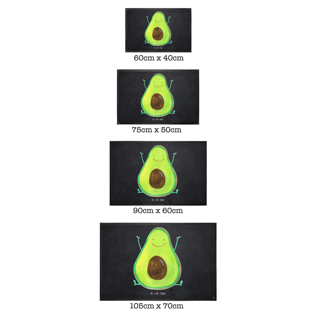 Fußmatte Avocado Happy Türvorleger, Schmutzmatte, Fußabtreter, Matte, Schmutzfänger, Fußabstreifer, Schmutzfangmatte, Türmatte, Motivfußmatte, Haustürmatte, Vorleger, Avocado, Veggie, Vegan, Gesund, Chaos