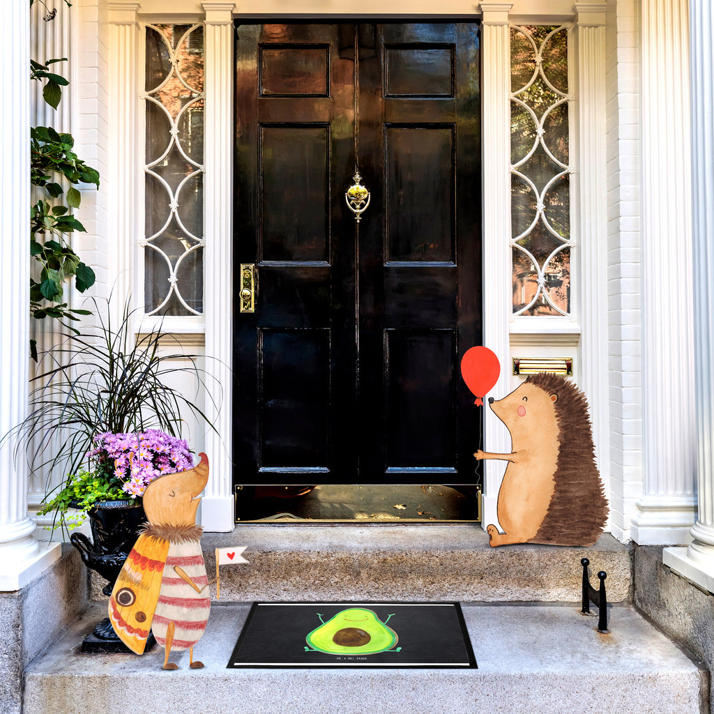 Fußmatte Avocado Happy Türvorleger, Schmutzmatte, Fußabtreter, Matte, Schmutzfänger, Fußabstreifer, Schmutzfangmatte, Türmatte, Motivfußmatte, Haustürmatte, Vorleger, Avocado, Veggie, Vegan, Gesund, Chaos