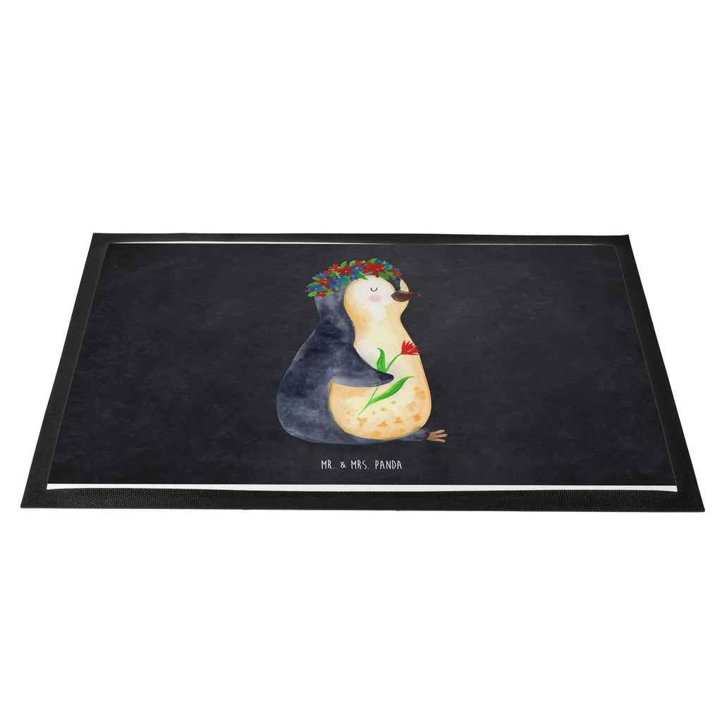 Fußmatte Pinguin Blumenkranz Türvorleger, Schmutzmatte, Fußabtreter, Matte, Schmutzfänger, Fußabstreifer, Schmutzfangmatte, Türmatte, Motivfußmatte, Haustürmatte, Vorleger, Pinguin, Pinguine, Blumenkranz, Universum, Leben, Wünsche, Ziele, Lebensziele, Motivation, Lebenslust, Liebeskummer, Geschenkidee