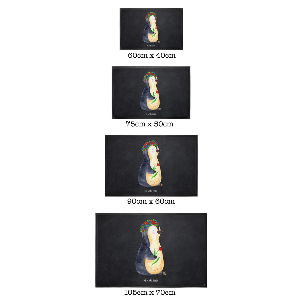 Fußmatte Pinguin Blumenkranz Türvorleger, Schmutzmatte, Fußabtreter, Matte, Schmutzfänger, Fußabstreifer, Schmutzfangmatte, Türmatte, Motivfußmatte, Haustürmatte, Vorleger, Pinguin, Pinguine, Blumenkranz, Universum, Leben, Wünsche, Ziele, Lebensziele, Motivation, Lebenslust, Liebeskummer, Geschenkidee