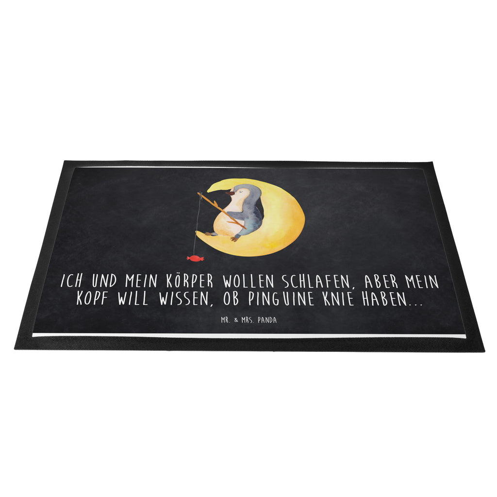 Fußmatte Pinguin Mond Türvorleger, Schmutzmatte, Fußabtreter, Matte, Schmutzfänger, Fußabstreifer, Schmutzfangmatte, Türmatte, Motivfußmatte, Haustürmatte, Vorleger, Pinguin, Pinguine, Spruch, schlafen, Nachtruhe, Einschlafen, Schlafzimmer, Schlafstörungen, Gästezimmer