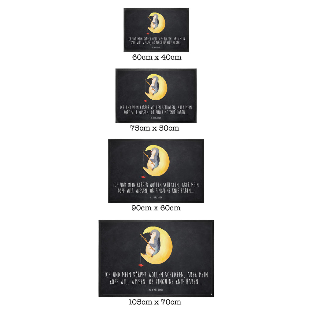 Fußmatte Pinguin Mond Türvorleger, Schmutzmatte, Fußabtreter, Matte, Schmutzfänger, Fußabstreifer, Schmutzfangmatte, Türmatte, Motivfußmatte, Haustürmatte, Vorleger, Pinguin, Pinguine, Spruch, schlafen, Nachtruhe, Einschlafen, Schlafzimmer, Schlafstörungen, Gästezimmer