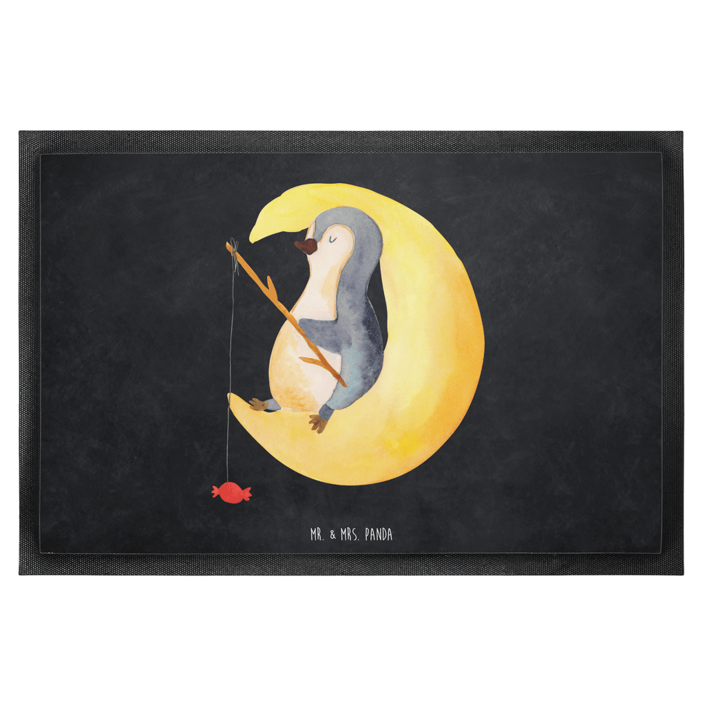 Fußmatte Pinguin Mond Türvorleger, Schmutzmatte, Fußabtreter, Matte, Schmutzfänger, Fußabstreifer, Schmutzfangmatte, Türmatte, Motivfußmatte, Haustürmatte, Vorleger, Pinguin, Pinguine, Spruch, schlafen, Nachtruhe, Einschlafen, Schlafzimmer, Schlafstörungen, Gästezimmer