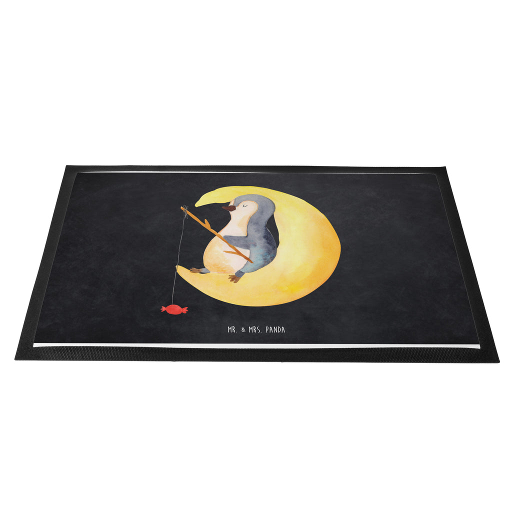 Fußmatte Pinguin Mond Türvorleger, Schmutzmatte, Fußabtreter, Matte, Schmutzfänger, Fußabstreifer, Schmutzfangmatte, Türmatte, Motivfußmatte, Haustürmatte, Vorleger, Pinguin, Pinguine, Spruch, schlafen, Nachtruhe, Einschlafen, Schlafzimmer, Schlafstörungen, Gästezimmer