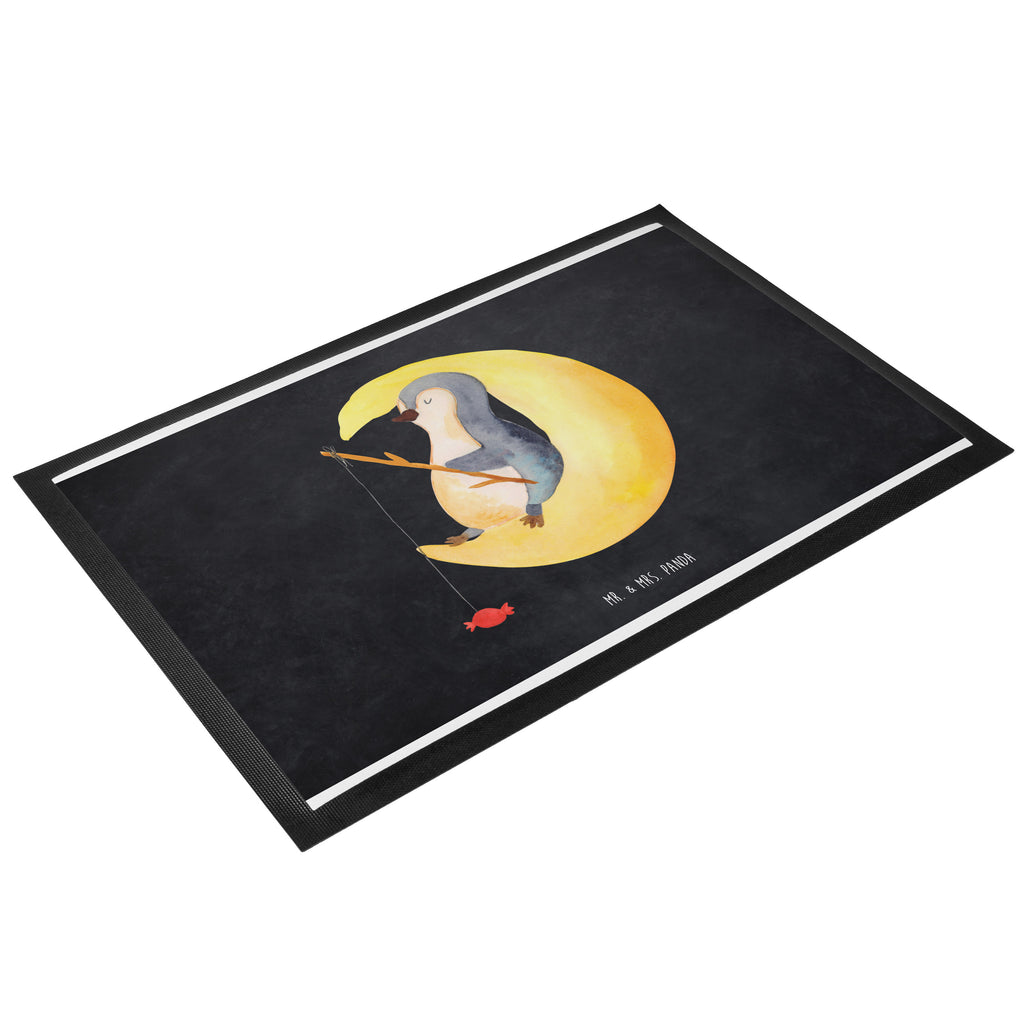 Fußmatte Pinguin Mond Türvorleger, Schmutzmatte, Fußabtreter, Matte, Schmutzfänger, Fußabstreifer, Schmutzfangmatte, Türmatte, Motivfußmatte, Haustürmatte, Vorleger, Pinguin, Pinguine, Spruch, schlafen, Nachtruhe, Einschlafen, Schlafzimmer, Schlafstörungen, Gästezimmer