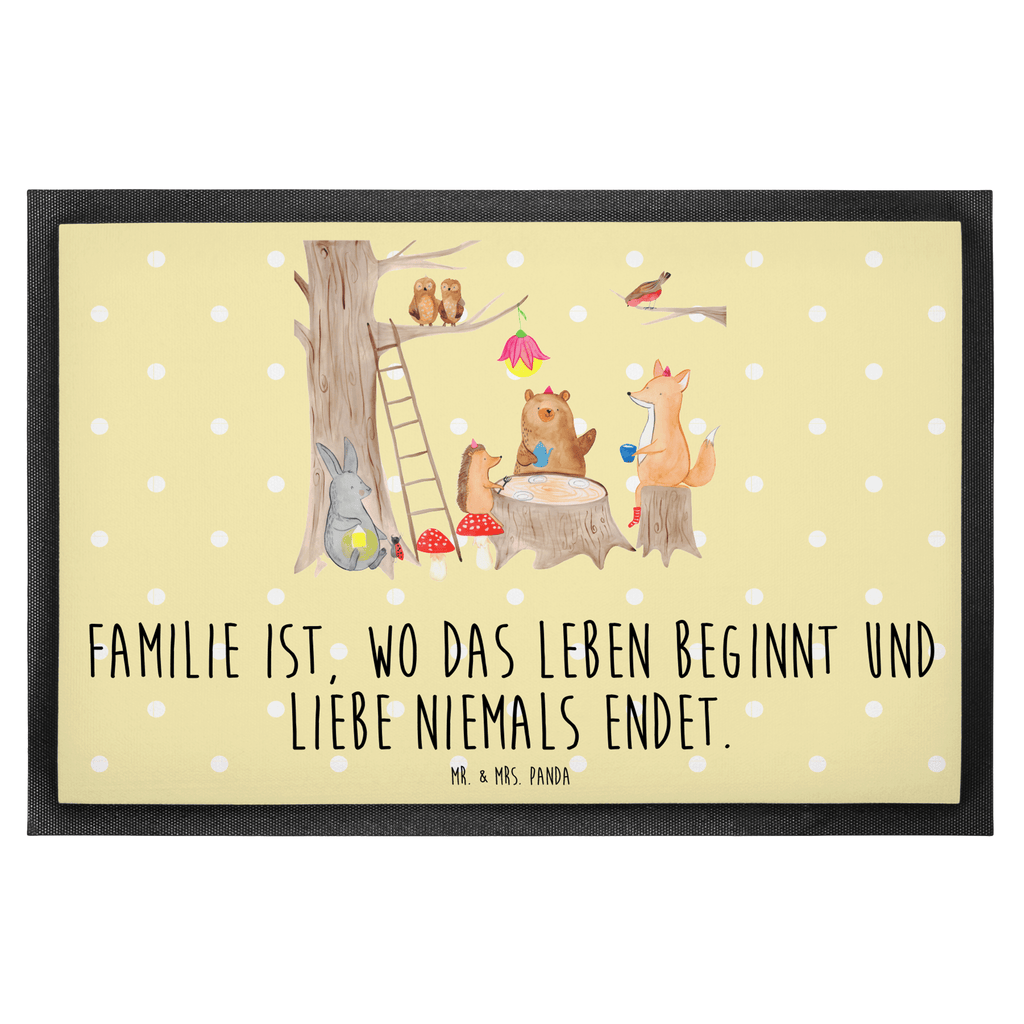 Fußmatte Waldtiere Picknick Türvorleger, Schmutzmatte, Fußabtreter, Matte, Schmutzfänger, Fußabstreifer, Schmutzfangmatte, Türmatte, Motivfußmatte, Haustürmatte, Vorleger, süße Tiermotive, gute Laune, lustige Sprüche, Tiere, Waldtiere, Picknick, Wald, Fuchs, Hase, Igel, Maus, Eichhörnchen