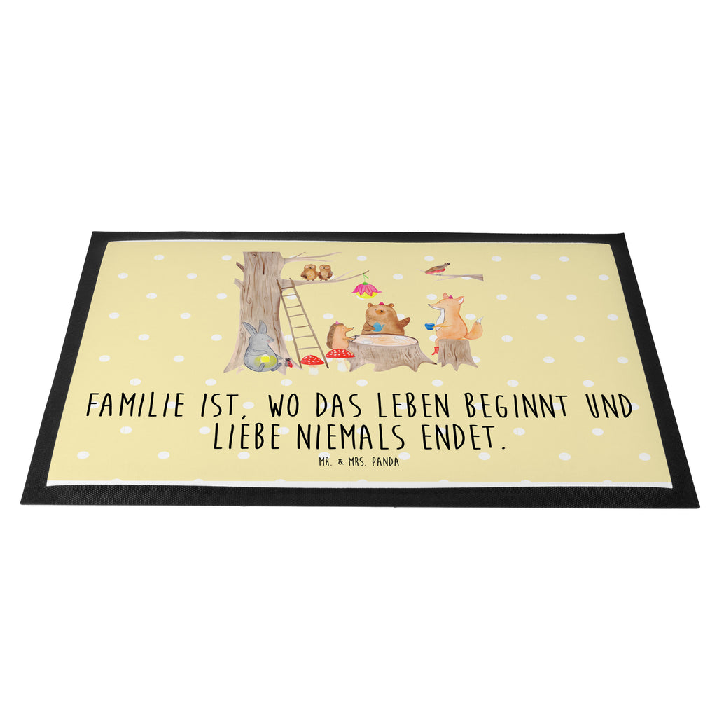 Fußmatte Waldtiere Picknick Türvorleger, Schmutzmatte, Fußabtreter, Matte, Schmutzfänger, Fußabstreifer, Schmutzfangmatte, Türmatte, Motivfußmatte, Haustürmatte, Vorleger, süße Tiermotive, gute Laune, lustige Sprüche, Tiere, Waldtiere, Picknick, Wald, Fuchs, Hase, Igel, Maus, Eichhörnchen