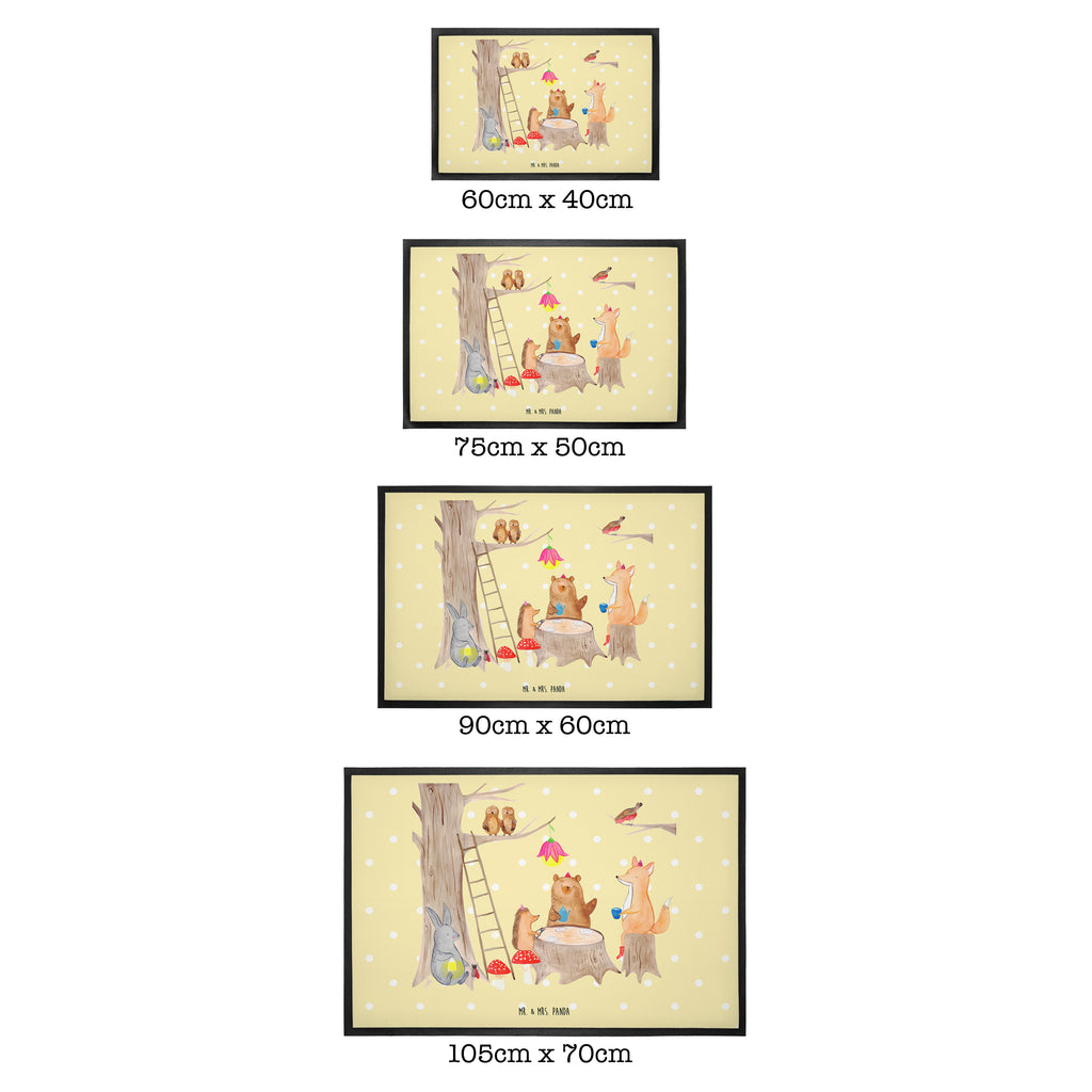 Fußmatte Waldtiere Picknick Türvorleger, Schmutzmatte, Fußabtreter, Matte, Schmutzfänger, Fußabstreifer, Schmutzfangmatte, Türmatte, Motivfußmatte, Haustürmatte, Vorleger, süße Tiermotive, gute Laune, lustige Sprüche, Tiere, Waldtiere, Picknick, Wald, Fuchs, Hase, Igel, Maus, Eichhörnchen