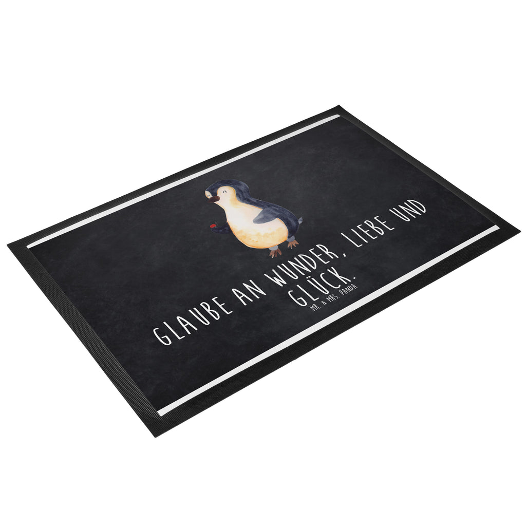 Fußmatte Pinguin Marienkäfer Türvorleger, Schmutzmatte, Fußabtreter, Matte, Schmutzfänger, Fußabstreifer, Schmutzfangmatte, Türmatte, Motivfußmatte, Haustürmatte, Vorleger, Pinguin, Pinguine, Marienkäfer, Liebe, Wunder, Glück, Freude, Lebensfreude