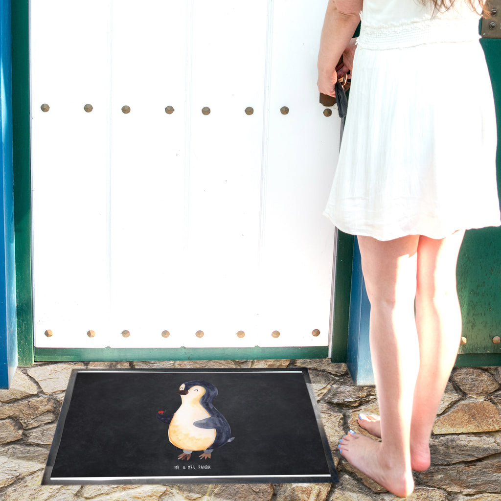 Fußmatte Pinguin Marienkäfer Türvorleger, Schmutzmatte, Fußabtreter, Matte, Schmutzfänger, Fußabstreifer, Schmutzfangmatte, Türmatte, Motivfußmatte, Haustürmatte, Vorleger, Pinguin, Pinguine, Marienkäfer, Liebe, Wunder, Glück, Freude, Lebensfreude