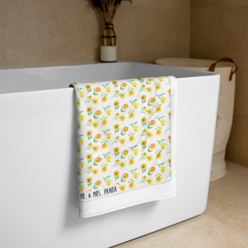 XL Badehandtuch Sonnengruß Design Handtuch, Badetuch, Duschtuch, Strandtuch, Saunatuch, Muster, Blumen, gelbe Blumen, Sonnenblume, Osterglocke
