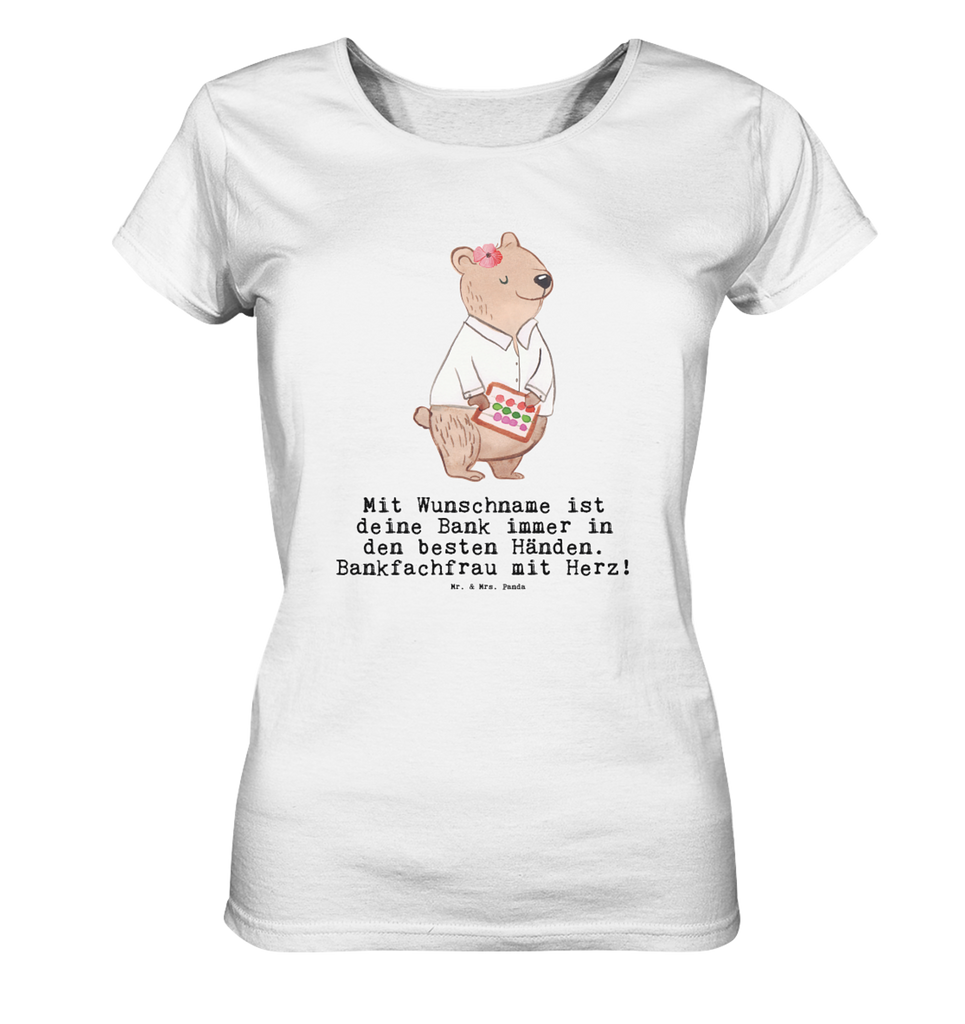Personalisiertes Shirt Damen Bankfachfrau mit Herz T-Shirt, Shirt, Tshirt, Lustiges T-Shirt, T-Shirt mit Spruch, Party, Junggesellenabschied, Jubiläum, Geburstag, Herrn, Damen, Männer, Frauen, Schlafshirt, Nachthemd, Sprüche, Beruf, Ausbildung, Abschied, Rente, Kollege, Kollegin, Geschenk, Schenken, Arbeitskollege, Mitarbeiter, Firma, Danke, Dankeschön, Bankfachfrau, Bankangestellte, Bänkerin, Bankberaterin