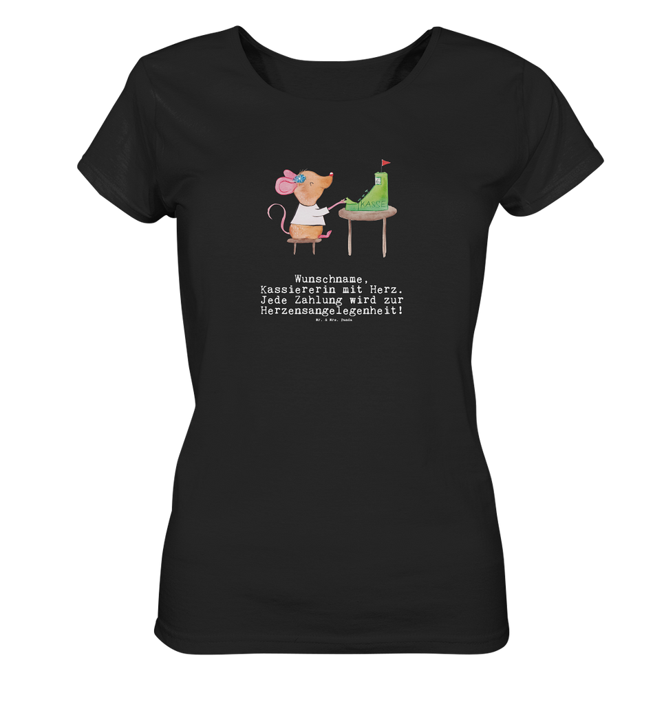 Personalisiertes Shirt Damen Kassiererin mit Herz T-Shirt, Shirt, Tshirt, Lustiges T-Shirt, T-Shirt mit Spruch, Party, Junggesellenabschied, Jubiläum, Geburstag, Herrn, Damen, Männer, Frauen, Schlafshirt, Nachthemd, Sprüche, Beruf, Ausbildung, Abschied, Rente, Kollege, Kollegin, Geschenk, Schenken, Arbeitskollege, Mitarbeiter, Firma, Danke, Dankeschön, Kassiererin, Kassenwartin, Mitarbeiterin Kasse
