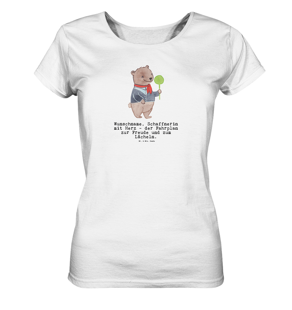 Personalisiertes Shirt Damen Schaffnerin mit Herz T-Shirt, Shirt, Tshirt, Lustiges T-Shirt, T-Shirt mit Spruch, Party, Junggesellenabschied, Jubiläum, Geburstag, Herrn, Damen, Männer, Frauen, Schlafshirt, Nachthemd, Sprüche, Beruf, Ausbildung, Abschied, Rente, Kollege, Kollegin, Geschenk, Schenken, Arbeitskollege, Mitarbeiter, Firma, Danke, Dankeschön