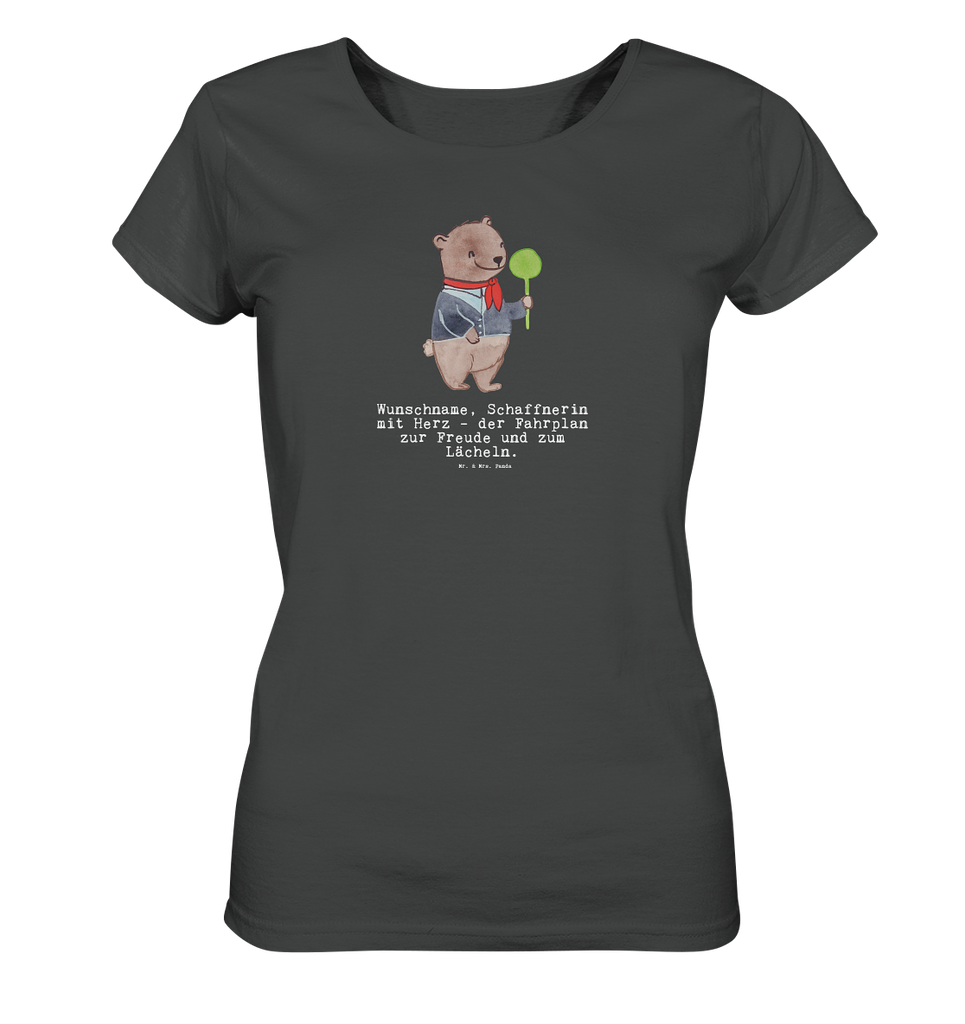 Personalisiertes Shirt Damen Schaffnerin mit Herz T-Shirt, Shirt, Tshirt, Lustiges T-Shirt, T-Shirt mit Spruch, Party, Junggesellenabschied, Jubiläum, Geburstag, Herrn, Damen, Männer, Frauen, Schlafshirt, Nachthemd, Sprüche, Beruf, Ausbildung, Abschied, Rente, Kollege, Kollegin, Geschenk, Schenken, Arbeitskollege, Mitarbeiter, Firma, Danke, Dankeschön