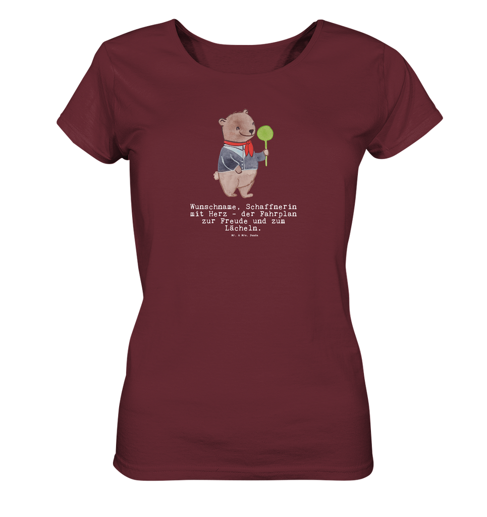 Personalisiertes Shirt Damen Schaffnerin mit Herz T-Shirt, Shirt, Tshirt, Lustiges T-Shirt, T-Shirt mit Spruch, Party, Junggesellenabschied, Jubiläum, Geburstag, Herrn, Damen, Männer, Frauen, Schlafshirt, Nachthemd, Sprüche, Beruf, Ausbildung, Abschied, Rente, Kollege, Kollegin, Geschenk, Schenken, Arbeitskollege, Mitarbeiter, Firma, Danke, Dankeschön