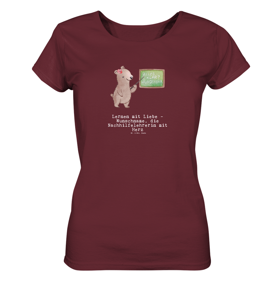 Personalisiertes Shirt Damen Nachhilfelehrerin mit Herz T-Shirt, Shirt, Tshirt, Lustiges T-Shirt, T-Shirt mit Spruch, Party, Junggesellenabschied, Jubiläum, Geburstag, Herrn, Damen, Männer, Frauen, Schlafshirt, Nachthemd, Sprüche, Beruf, Ausbildung, Abschied, Rente, Kollege, Kollegin, Geschenk, Schenken, Arbeitskollege, Mitarbeiter, Firma, Danke, Dankeschön, Nachhilfelehrerin, Nachhilfeschule, Nachhilfeunterricht