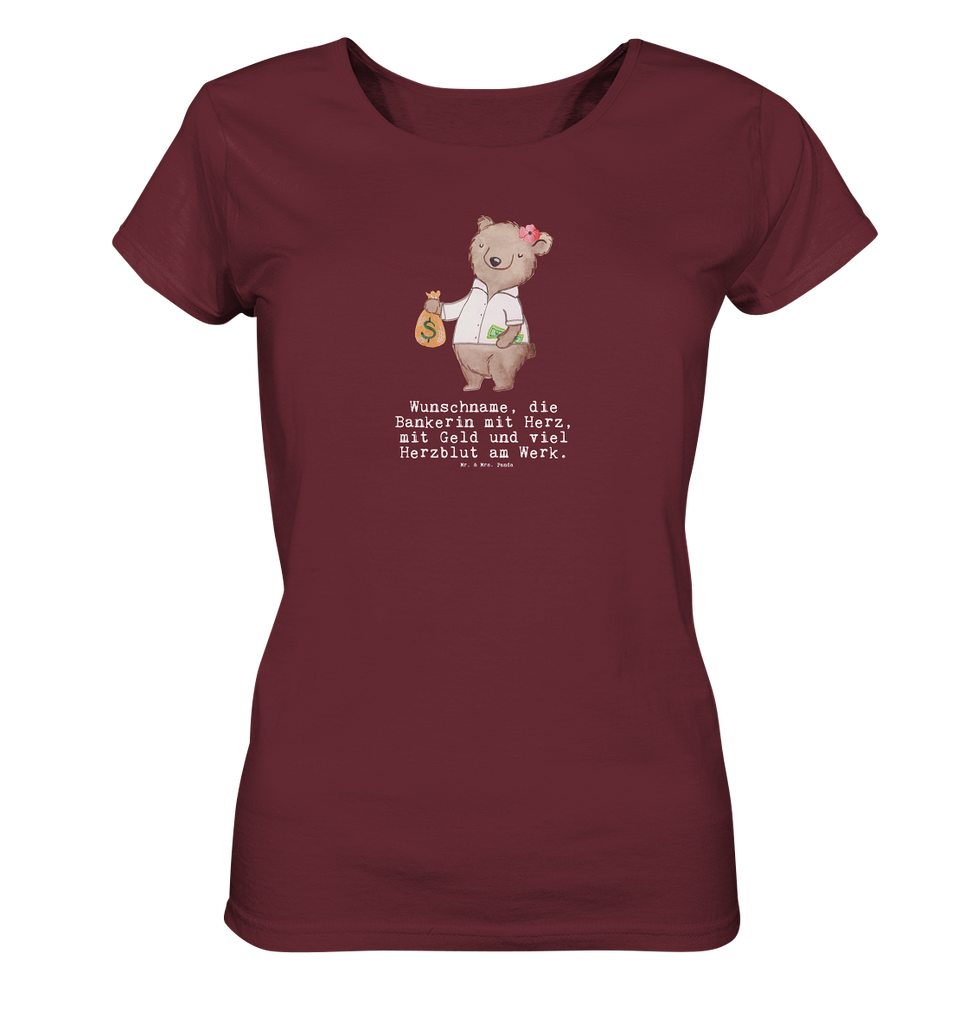 Personalisiertes Shirt Damen Bänkerin mit Herz T-Shirt, Shirt, Tshirt, Lustiges T-Shirt, T-Shirt mit Spruch, Party, Junggesellenabschied, Jubiläum, Geburstag, Herrn, Damen, Männer, Frauen, Schlafshirt, Nachthemd, Sprüche, Beruf, Ausbildung, Abschied, Rente, Kollege, Kollegin, Geschenk, Schenken, Arbeitskollege, Mitarbeiter, Firma, Danke, Dankeschön, Bänkerin, Bankfachfrau, Bankangestellte, Bankberaterin