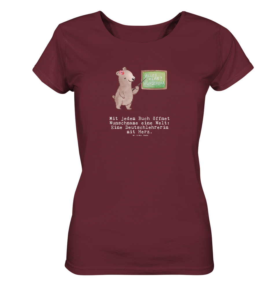 Personalisiertes Shirt Damen Deutschlehrerin mit Herz T-Shirt, Shirt, Tshirt, Lustiges T-Shirt, T-Shirt mit Spruch, Party, Junggesellenabschied, Jubiläum, Geburstag, Herrn, Damen, Männer, Frauen, Schlafshirt, Nachthemd, Sprüche, Beruf, Ausbildung, Abschied, Rente, Kollege, Kollegin, Geschenk, Schenken, Arbeitskollege, Mitarbeiter, Firma, Danke, Dankeschön, Deutschlehrerin, Deutschunterricht, Schule, Grundschule
