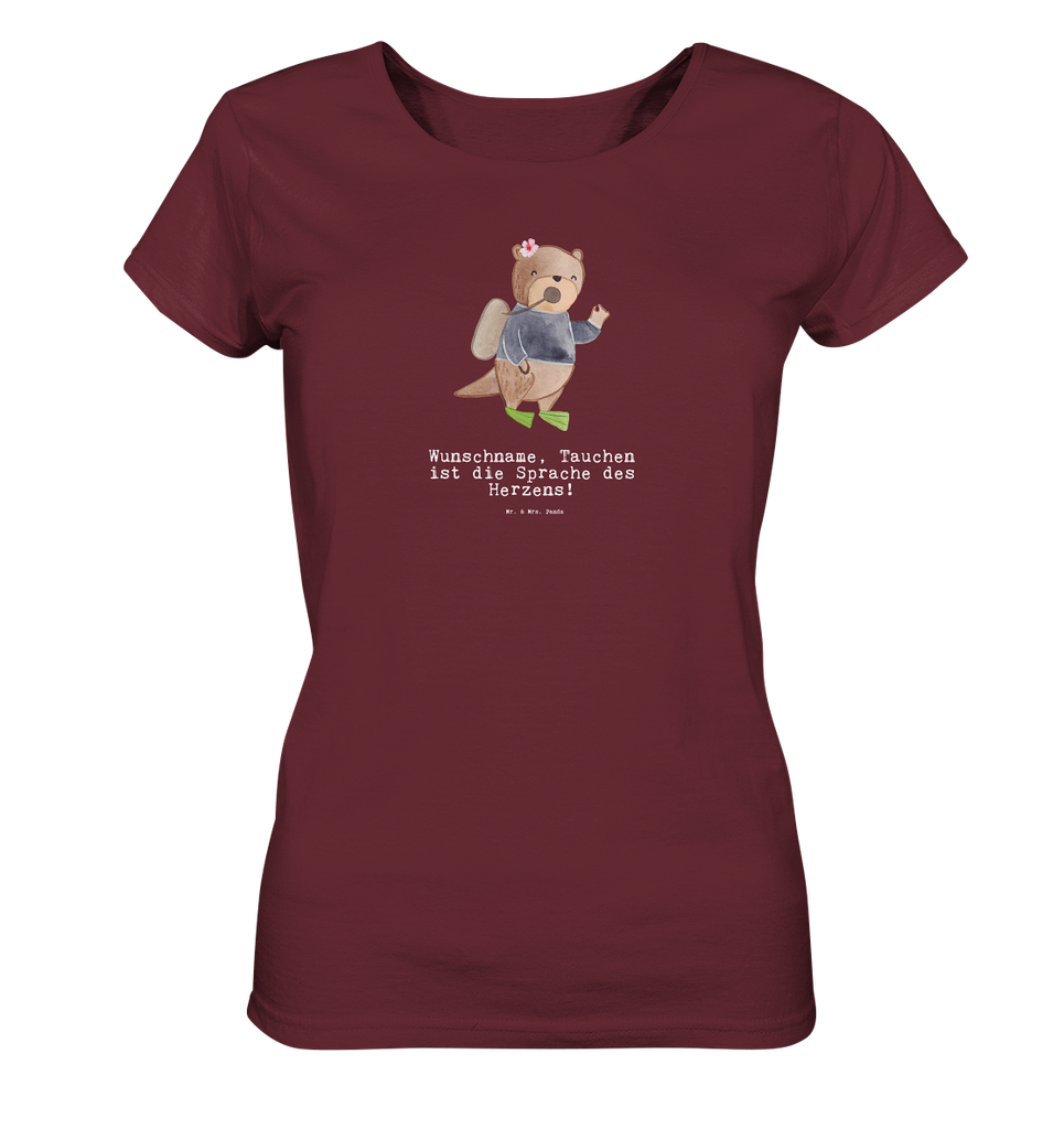 Personalisiertes Shirt Damen Taucherin mit Herz T-Shirt, Shirt, Tshirt, Lustiges T-Shirt, T-Shirt mit Spruch, Party, Junggesellenabschied, Jubiläum, Geburstag, Herrn, Damen, Männer, Frauen, Schlafshirt, Nachthemd, Sprüche, Beruf, Ausbildung, Abschied, Rente, Kollege, Kollegin, Geschenk, Schenken, Arbeitskollege, Mitarbeiter, Firma, Danke, Dankeschön